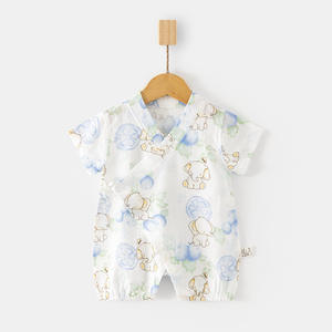 Mono <span class=keywords><strong>de</strong></span> Verano para Bebé, Unisex, <span class=keywords><strong>de</strong></span> Manga Corta, Ultrafino, <span class=keywords><strong>de</strong></span> Algodón Puro, con Cordones, Mono Corto y Bonito - Product Image 3