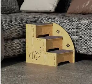 LuxuryPet, sofá moderno de madera maciza con diseño de rayas, <span class=keywords><strong>escalera</strong></span>, cama, accesorios <span class=keywords><strong>para</strong></span> mascotas al aire libre <span class=keywords><strong>para</strong></span> <span class=keywords><strong>perros</strong></span> de peluche, gatos ancianos, reptiles - Product Image 6