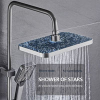 Ensemble de douche mural moderne et minimaliste avec affichage numérique LED style touches de piano, jets de massage thermostatiques, barre coulissante et douche pluie supérieure