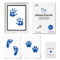 Kit de 3 empreintes de mains et de pieds de bébé sans encre, avec cartes de jalons de développement, un joli souvenir pour la fête prénatale