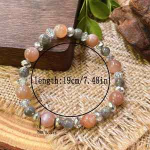 Bracelet en pierre naturelle avec perles de verre colorées, style viral pour la prospérité professionnelle et les réseaux sociaux, garantie de qualité - Product Image 4