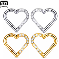 Vente en gros Bijoux de piercing en Titane ASTM F136 : Anneau de nez, Boucle d'oreille Daith Cœur, Anneau segmenté articulé pour Cartilage, Tragus, Hélix, avec Zircon