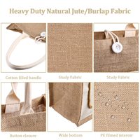 Sac Fourre-Tout en Gros Grand en Toile de Jute Réutilisable avec Poche Avant pour Cadeaux et Courses