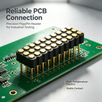 Connecteur PCB Denentech 2.00mm Triple Rangée PogoPin Femelle Droit SMT, H2.5/H4.0mm, Contact Concave et Plat