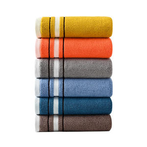 Toalla de Baño a Rayas de Algodón Puro 40x90cm de Secado Rápido para Uso Doméstico, Toalla Facial Rectangular Tejida en Marrón, Gris, Amarillo, Naranja, Azul Oscuro y Morado - Product Image 1