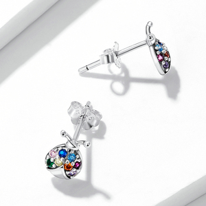 925 <span class=keywords><strong>orecchini</strong></span> di coleotteri in <span class=keywords><strong>argento</strong></span> Sterling alla moda arcobaleno <span class=keywords><strong>orecchini</strong></span> a bottone con <span class=keywords><strong>coccinella</strong></span> in zircone per ragazze - Product Image 5
