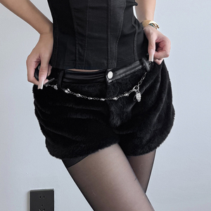 Factory Hot Sale Women's Vintage Breathable Eco-Friendly Windproof Faux <b>Fur</b> Straight Patchwork Shorts-Sexy Thermal Lined - Product Image 1