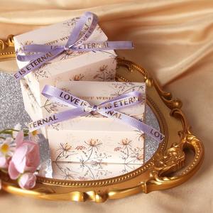 Boîte à bonbons de mariage de luxe en gros RTS, 9,5*7,5*4,6 cm, forme rectangulaire, emballage cadeau en papier avec ruban pour boîtes à papier de fête - Product Image 2