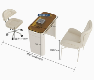 Cream Style <b>Nail</b> Salon Manicure Table and Chair Set Glass <b>Nail</b> Art Table with Built-in Vacuum Cleaner Socket <b>Nail</b> Table - Product Image 6