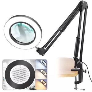 5x Bureauclip Vergrootglas Met 18 Kleuren Led Licht Lezen Lasverlichting Vergrootglas Usb Aangedreven Loupe - Product Image 2