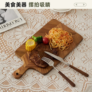 Tabla de cortar de madera de acacia con diseño en espiga, rectangular, para servir bistec, pizza y queso, para uso en la cocina. - Product Image 4