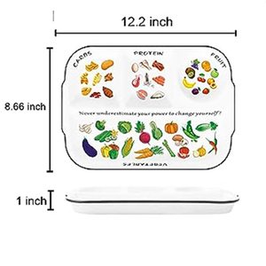 Assiettes en porcelaine de 12 pouces et 10 pouces, 2 pièces, design alimentaire, <span class=keywords><strong>assiette</strong></span> de contrôle des portions, assiettes en céramique personnalisées pour la perte de poids - Product Image 3