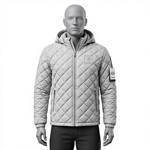 500g Premium Polyester Hooded Diamond Quilted Puffer Jacket Gray OEM ODM Manufacturer Men's Waterproof Windproof <b>Camouflage</b> - Product Image 1