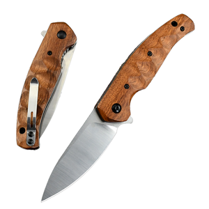 Couteau de poche tactique de survie en plein air Rag 308 avec manche en bois N690CO acier 60-61HRC personnalisable EDC Camping chasse pour OEM - Product Image 1
