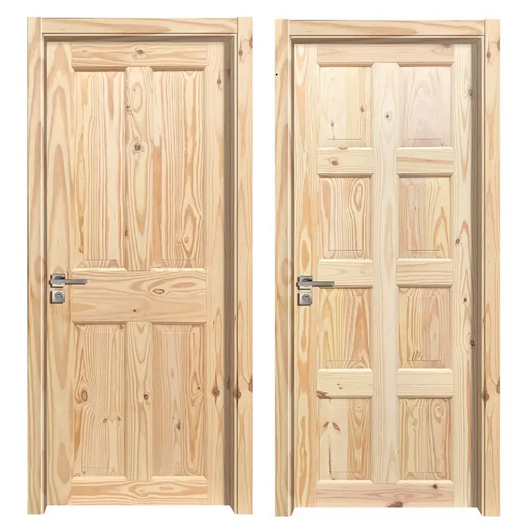 Chinese manufacturer design panel wooden doors customization high quality modern solid pine wooden interior sliding doors