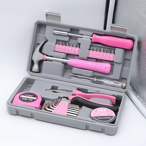 Kit d'outils miniatures de 29 pièces, boîte à outils rose de base pour le collège/dortoir, la maison et le bureau, kit d'outils de bricolage, réparations domestiques de base dans un étui portable - Product Image 4
