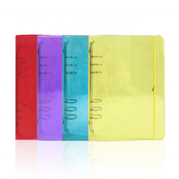 Carpeta de Anillas para Hojas Sueltas, Carpeta de Espiral Transparente de PVC, Funda para Cuaderno A5/A6, Banda Elástica