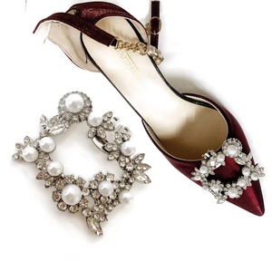 Clips de zapatos de perlas de Metal de círculo cuadrado accesorios de decoración de zapatos de mujer extraíbles de lujo con 7 adornos de joyas - Product Image 4