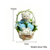 Keranjang Bunga Sabun Mini Buatan Tangan Grosir Rotan Anyaman Beruang Teddy 4 Warna Hadiah Hari Valentine Dekorasi Meja Rumah