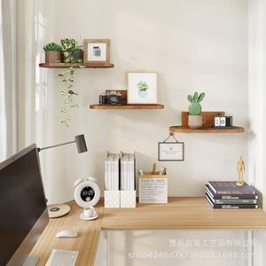 Retro Wooden Wall Mounted Floating <b>Shelf</b> Rectangle Multipurpose Hanging Home Decor Display <b>Rack</b> - Product Image 2