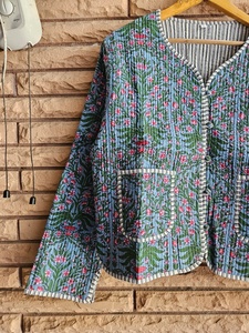 Nouveau manteau matelassé en coton fait main pour femme, style hiver, imprimé indien, style bohème, cadeau pour elle - Product Image 3