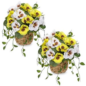 Arreglos Florales Artificiales Económicos para Funeral, Pequeñas Flores de Panax Amarillas en Maceta, para Cementerio, Lápida, Festival de la Cosecha - Product Image 6