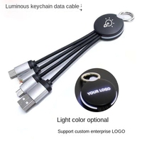 Logo lumineux 3-en-1 porte-clés multifonctionnel câble de données fil de charge gainé TPE Portable tissé un à trois cadeau