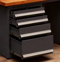 Banc de travail en acier robuste avec plan de travail en bois, 8 tiroirs à fermeture douce, écologique, capacité de charge de 1000 kg, imperméable