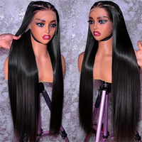 Perruques Lace Front HD Sans Colle 360 Droites Brésiliennes Économiques pour Femmes Noires, Perruque Lace Frontale Cheveux Humains