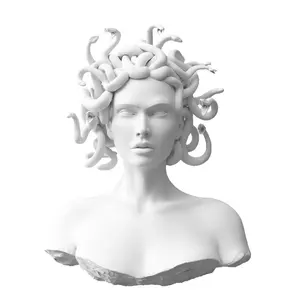 Scultura di Testa di <span class=keywords><strong>Donna</strong></span> in Poliresina, Busto Femminile Personalizzato in Resina, Statuetta di Medusa Bianca - Product Image 1