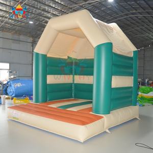 Castillo Inflable Comercial Resistente, Clásico, Verde y Beige, Casa de Brinco Comercial para Alquiler en Fiestas y Eventos al Aire Libre - Product Image 2