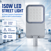 Lampe de route LED en aluminium moulé sous pression 150W, anti-éblouissement, éclairage uniforme, large plage de température -30°C ℃ ~50 ℃   Éclairage des rues des villages