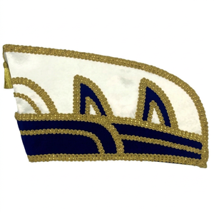Sombrero Bordado Blanco y Azul con Ribete Dorado, Hecho a Mano, Estilo Marinero, para Festivales y Carnavales - Product Image 1