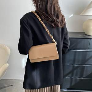 Tas selempang bahu Femme utama kantung murah E2516 untuk wanita tas ketiak kulit PU wanita lapisan ganda warna polos - Product Image 3