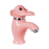 Robinet de lavabo Kinglions en forme d'éléphant, mignon, pour enfants, en céramique et laiton, mitigeur d'eau chaude/froide pour lavabo sur pied