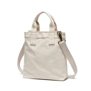Pure cotton student canvas bag women portable small fresh messenger vertical simple tote bag