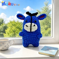 Amigurumi âne bleu au crochet fait main, peluche d'accompagnement émotionnel, compagnon de bureau, cadeau, vente en gros, logo personnalisé, OEM, ODM