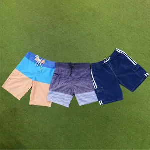 Summer Beach Trousers Customize Logo Printed Men's Casual Shorts Swim Double Trunks 5 Inch Inseam Shorts