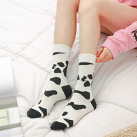 Chaussettes printemps-automne style couple vache motif cheval noir et blanc chaussettes pour femmes motif chat chaussettes mi-mollet
