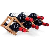 Porte-bouteilles à vin pliable en bois massif moderne pour 5 bouteilles et présentoir décoratif pour la maison, le mobilier, le comptoir de salle à manger