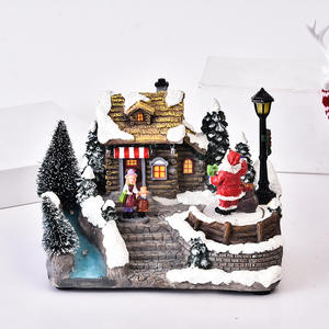 Led natale inverno case del villaggio di natale statuette di natale in miniatura resina ornamento Led vacanza arredamento interno camera - Product Image 1