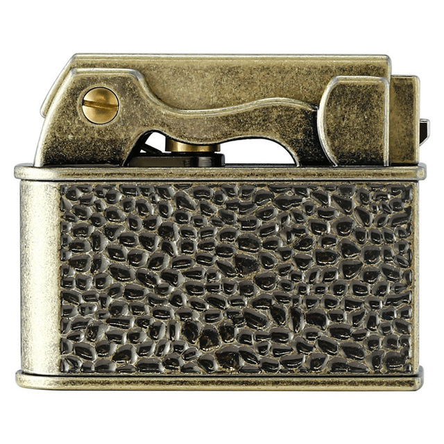 Vintage Brass Oil One-Button Ignition Eco-Friendly Refillable Custom Lighter Luxury Design Style Windproof Safety Giveaways