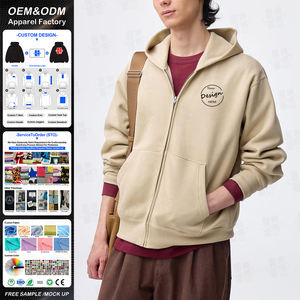 Sudadera con capucha de alta calidad al por mayor, con cremallera completa, logotipo personalizado, ropa exterior informal, peso pesado, 100% algodón, para hombre, con bolsillo. - Product Image 1