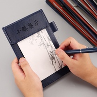 Porte-documents de bureau noir en cuir PU rigide, impression personnalisée, menu de restaurant avec boucle pour stylo