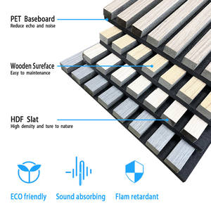 Paneles de pared de rejilla acanalada de madera de espuma de poliéster acústica de decoración fuerte a buen <span class=keywords><strong>precio</strong></span> de fábrica - Product Image 4