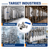 Vanne à boisseau sphérique sanitaire 3 voies en T SUS304 Tri-Clamp DN25 pour ligne de traitement laitier, certifiée CE FDA ISO 9001, documentée