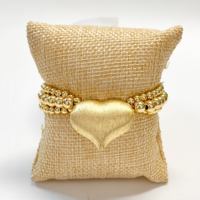 Nouveautés Bracelet en forme de cœur en ballon épais fait à la main Bijoux Bracelet de charme en or argenté de luxe Perles réglables Or