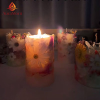 Bougie pilier en cire de soja parfumée avec fleurs séchées pour femmes - Faite à la main, écologique, décoration d'intérieur, parfum personnalisé, cadeau pour la fête des mères