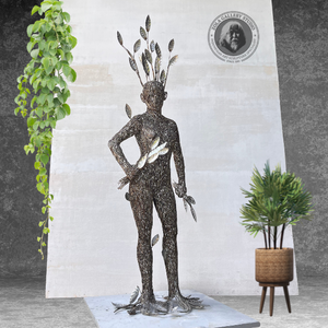 La figura de Arte de alambre de acero inoxidable hecha a mano con escultura de mujer de árbol ofrece una belleza orgánica impresionante para espacios artísticos modernos - Product Image 3