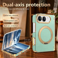 Étui de protection pour iPhone 18 Duo Fold, plaqué or, 360° °   Support rotatif avec anneau, anti-chute, pliable, housse de protection